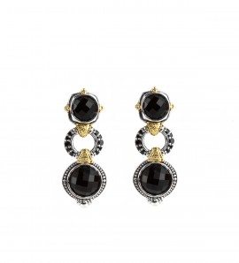 Sibylla-Sterling-Silver-18k-Gold-Faceted-Onyx-Spinel-Collection_Post-Earring-greek-jewelry