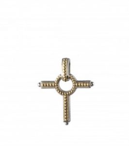 gaia_collection-konstantino_jewelry-greek_jewelry-sterling_silver_18k_gold_beaded_modern_cross-stkj383-130-front