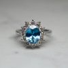 Shelton Jewelers Large Floral Halo London Blue Ring